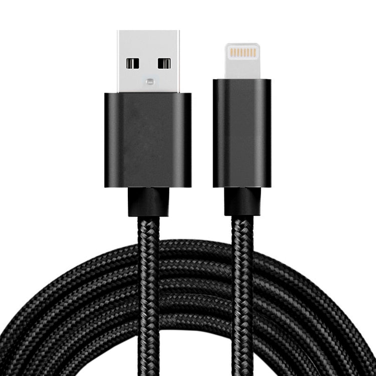 Cavo dati di ricarica da 8 pin a USB con testa in metallo stile tessuto 3A, lunghezza cavo: 2 m, 2m 8 Pin
