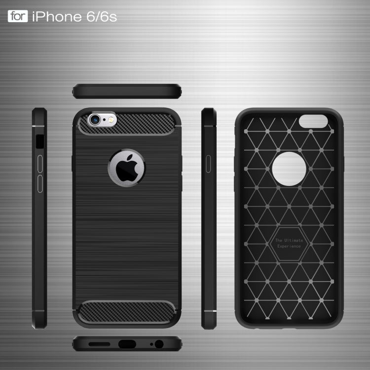 Per iPhone 6 e 6s Custodia protettiva robusta per armatura in fibra di TPU con trama spazzolata, For iPhone 6 & 6s, For 6 & 6s