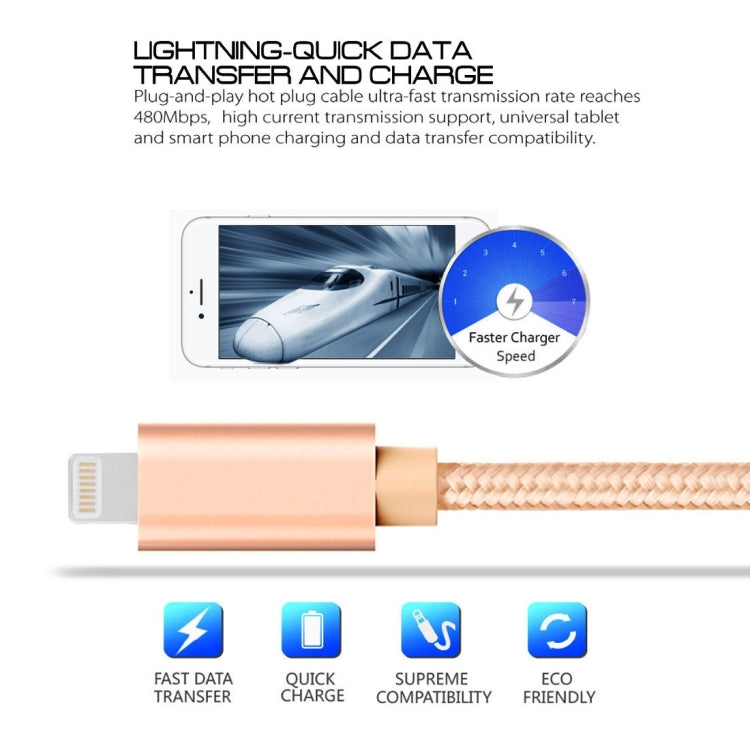Cavo dati/caricabatterie da 8 pin a USB con testa in metallo stile tessuto da 3 m 3A, 3m 8 Pin