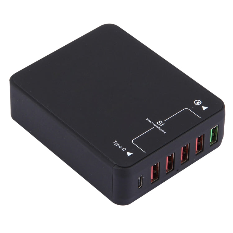 Q8118 1 Quick Charge 3.0 + 4 Smart Identification USB + 1 Caricatore USB da tavolo USB-C / Type-C 3.1