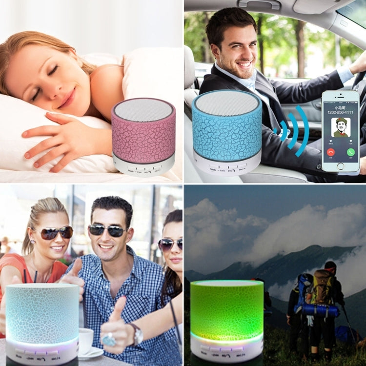 Mini altoparlante stereo Bluetooth portatile Glare Crack A9 con luce LED, microfono integrato, supporto chiamate in vivavoce e scheda TF