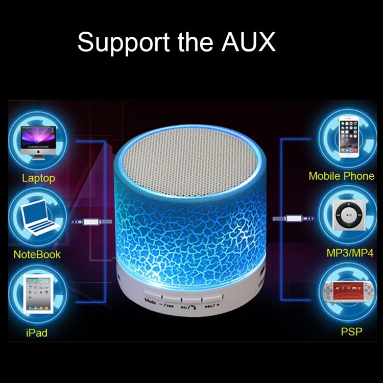 Mini altoparlante stereo Bluetooth portatile Glare Crack A9 con luce LED, microfono integrato, supporto chiamate in vivavoce e scheda TF