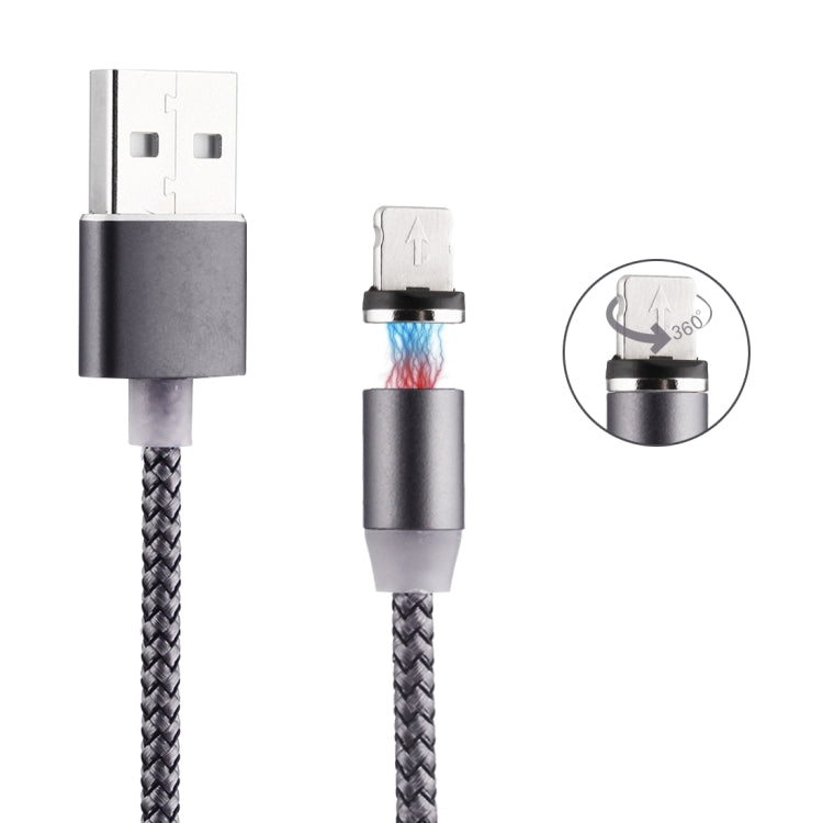 Cavo di ricarica magnetico stile tessuto con rotazione di 360 gradi da 8 pin a USB 2.0 con indicatore LED, lunghezza cavo: 1 m