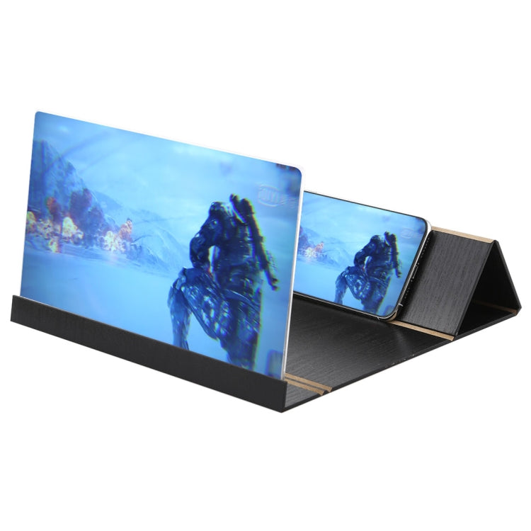 Staffa per lente d'ingrandimento per schermo video cellulare 3D da 12,0 pollici pieghevole universale in legno + vetro organico Ingrandisci con supporto per tutti gli smartphone, dimensioni: 260 * 190 * 8 mm