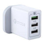 Caricatore USB 3 porte con spina UK per smartphone compatibili