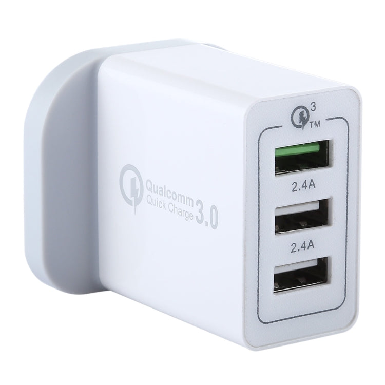 Caricatore USB 3 porte con spina UK per smartphone compatibili