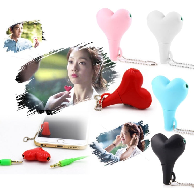 1 maschio a 2 femmine jack da 3,5 mm adattatore splitter audio video multifunzione per auricolari a forma di cuore con portachiavi per iPhone, iPad, iPod, Samsung, Xiaomi, HTC e altri prodotti elettronici digitali con interfaccia audio da 3,5 mm
