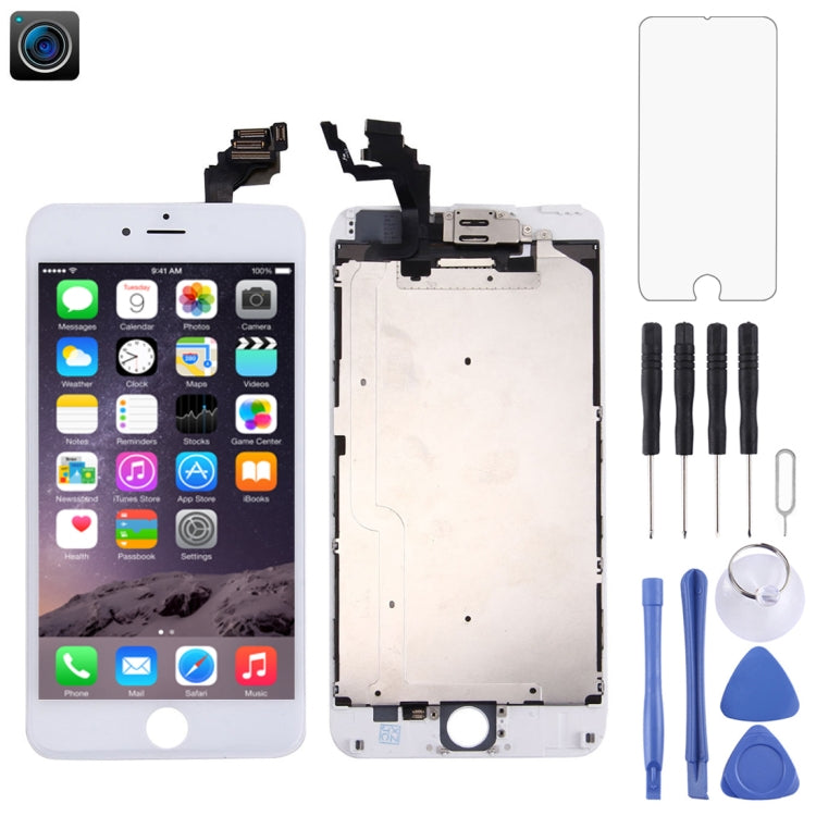 LCD Screen and Digitizer Complete Assembly with Front Camera for iPhone 6 Plus, 4 in 1 for i6 Plus White, 4 in 1 for i6 Plus Black