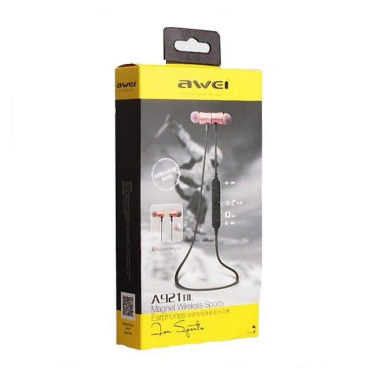 Auricolare Bluetooth magnetico sportivo wireless AWEI A921BL con controllo via cavo + microfono