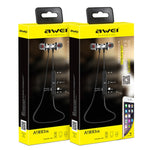 Auricolare Bluetooth magnetico sportivo wireless AWEI A980BL con controllo via cavo, supporto per chiamate in vivavoce