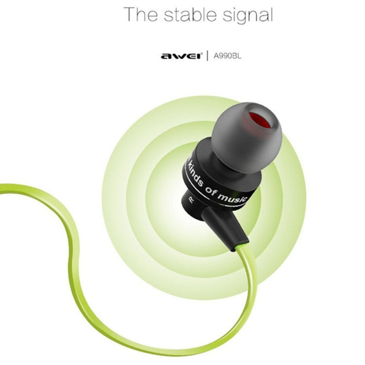 Auricolare stereo Bluetooth sportivo wireless AWEI A990BL con controllo via cavo + microfono, supporta chiamate in vivavoce