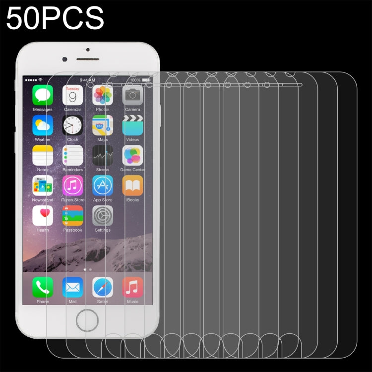 50 PZ Per iPhone 8/7/6 / 6S 0,26mm 9H Durezza superficiale 2.5D Pellicola in vetro temperato antideflagrante a schermo intero, senza confezione al dettaglio, For iiPhone 8 / 7 / 6 / 6S(50 PCS)