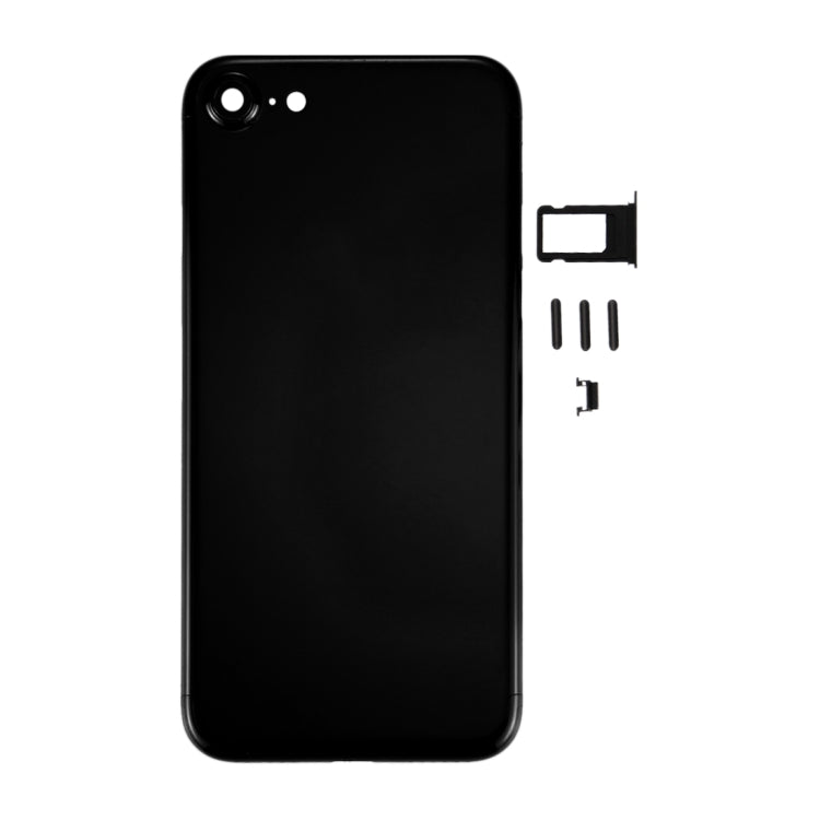 6 in 1 per iPhone 7 (cover posteriore + vassoio scheda + tasto controllo volume + pulsante di accensione + interruttore mute, tasto vibrazione + insegna) Cover alloggiamento completo (Jet Black), For iPhone 7 Jet Black