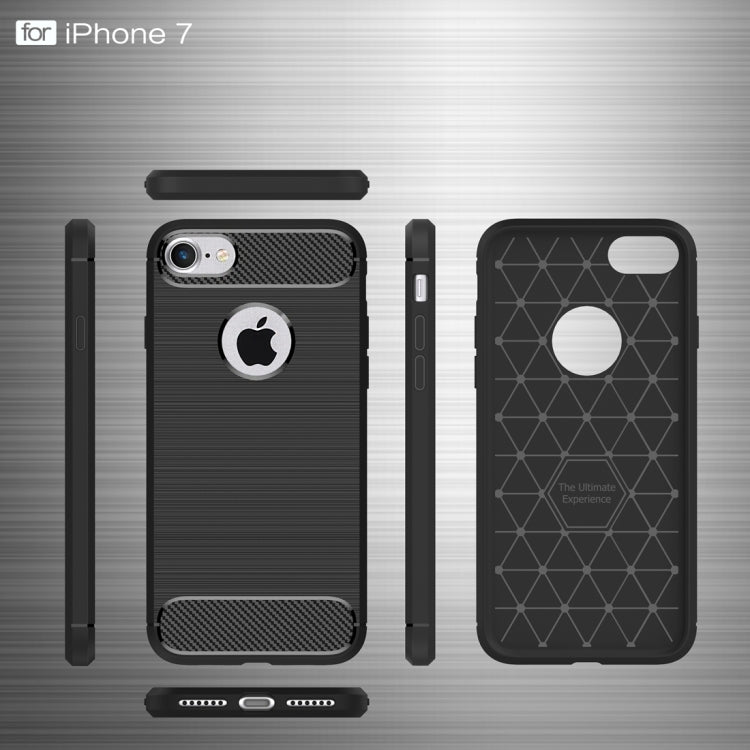 Per iPhone 8 e 7 Custodia protettiva robusta per armatura in fibra di TPU con trama spazzolata, For iPhone 8 & 7, For 8 & 7