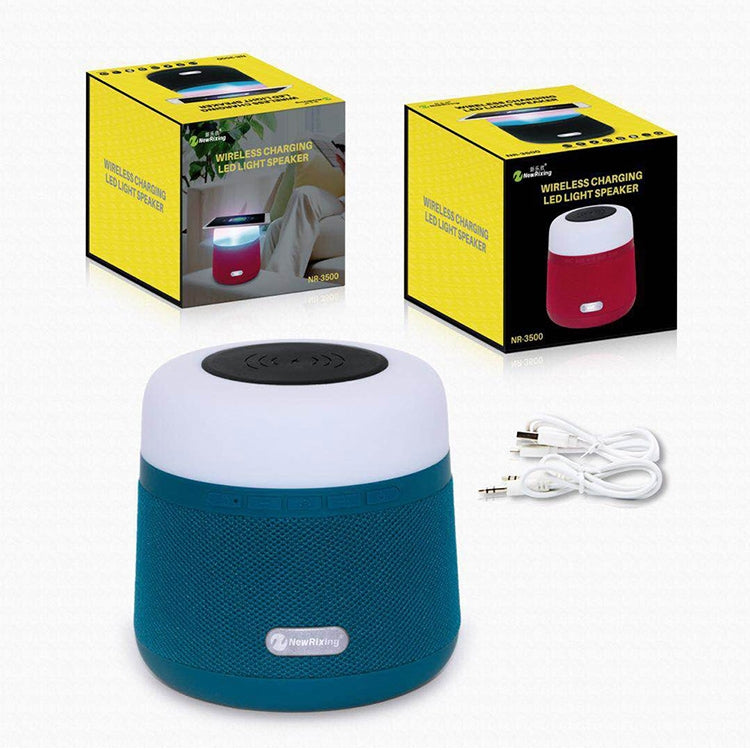 NewRixing NR-3500 Altoparlante Bluetooth multifunzione con luce d'atmosfera e ricarica wireless con funzione di chiamata in vivavoce, supporto scheda TF e USB, FM e AUX