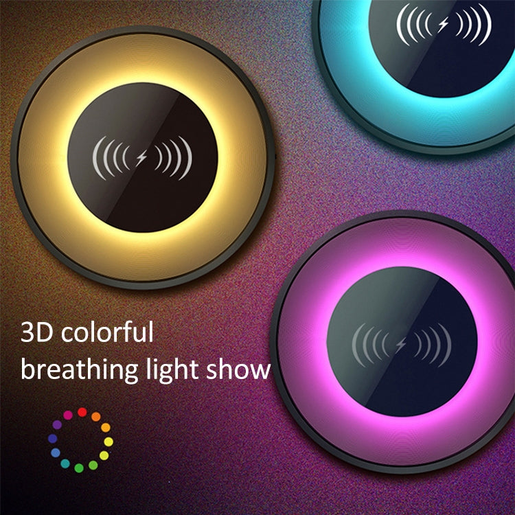 NewRixing NR-3500 Altoparlante Bluetooth multifunzione con luce d'atmosfera e ricarica wireless con funzione di chiamata in vivavoce, supporto scheda TF e USB, FM e AUX