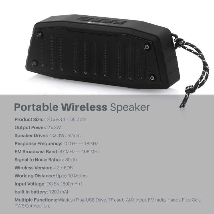 NewRixing NR-4019 Altoparlante Bluetooth portatile da esterno con funzione di chiamata in vivavoce, supporto scheda TF, USB, FM e AUX