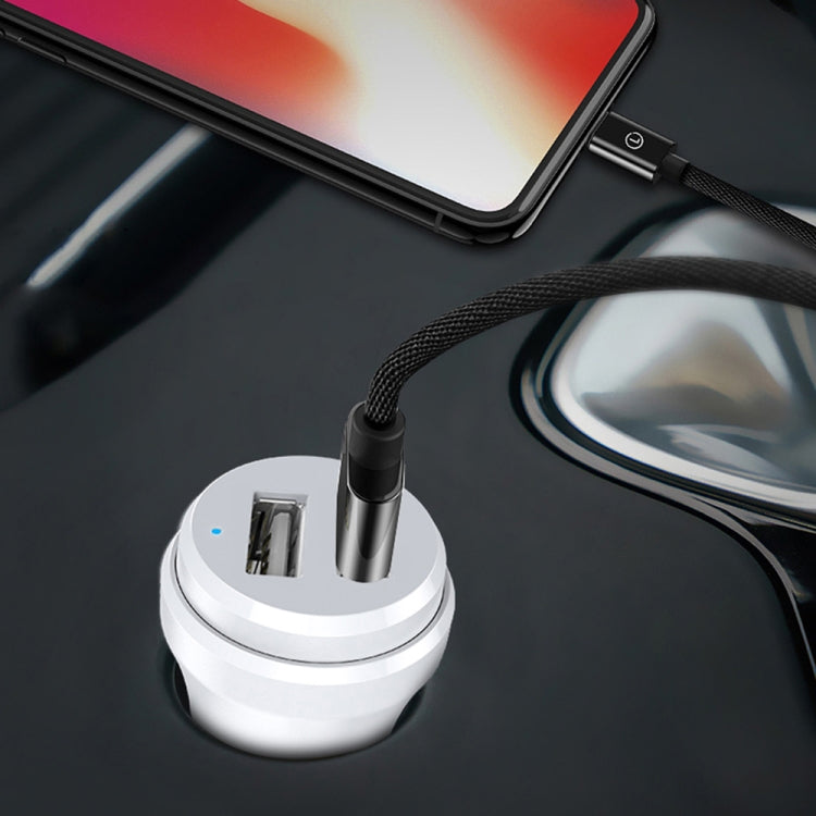 Caricabatterie da auto doppio USB ipipoo XP-1 a ricarica rapida con linea Android, XP-1 (Black), XP-1 (White)