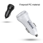 Caricabatterie da auto doppio USB ipipoo XP-1 a ricarica rapida con linea Android, XP-1 (Black), XP-1 (White)
