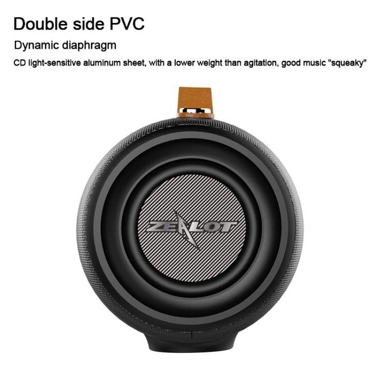 ZEALOT S27 Altoparlante Bluetooth wireless per bassi multifunzionale, microfono incorporato, supporto per chiamate Bluetooth, scheda AUX e TF e altoparlanti 1x93mm + 2x66mm, S27