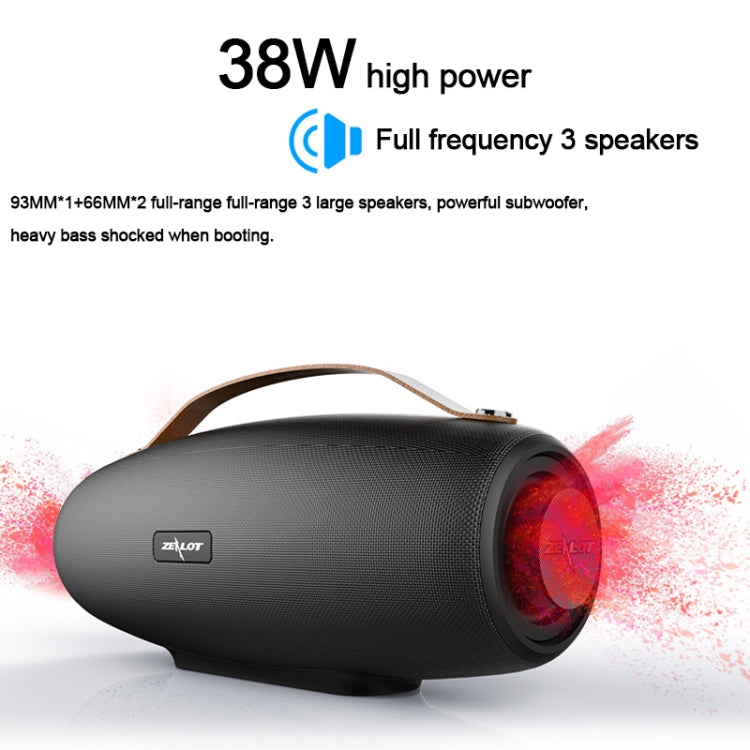 ZEALOT S27 Altoparlante Bluetooth wireless per bassi multifunzionale, microfono incorporato, supporto per chiamate Bluetooth, scheda AUX e TF e altoparlanti 1x93mm + 2x66mm, S27