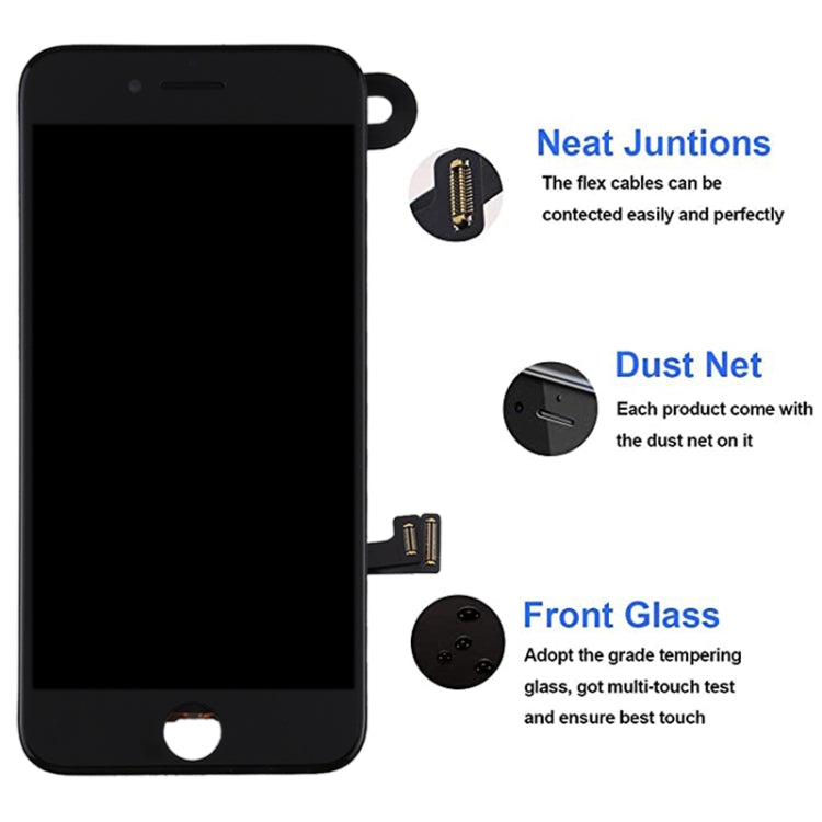 Complete LCD Screen and Digitizer Assembly Include Front Camera for iPhone 7, i7 Black with Camera, i7 White with Camera