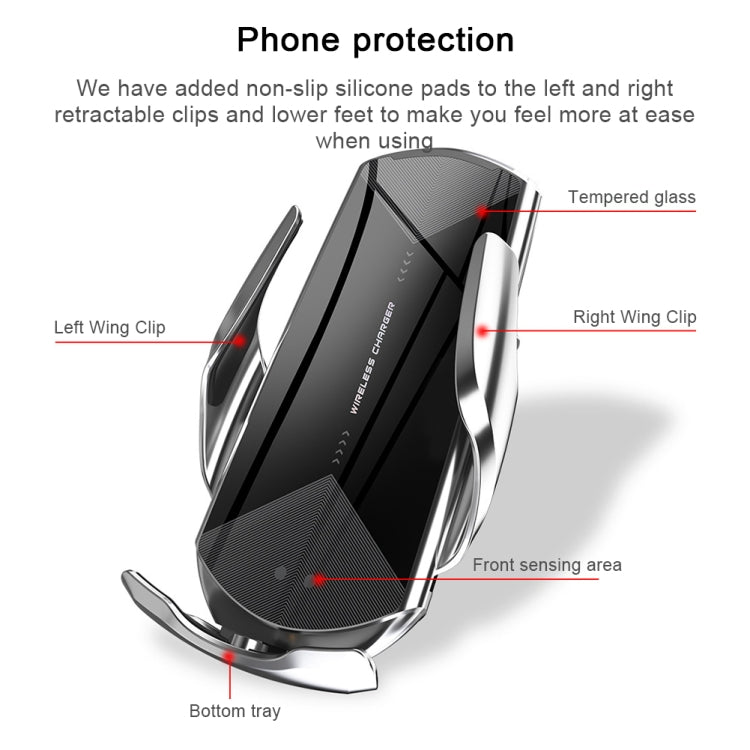 Q2 Supporto per cellulare con ricarica wireless per auto magnetica con induzione a rotazione universale da 15 W con micro USB + 8 pin + connettore magnetico Type-C / USB-C, Q2 Black, Q2 Gold, Q2 Blue, Q2 Red, Q2 Silver