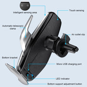 S7 15W QI Girevole a 360 gradi Induzione a infrarossi Presa d'aria per auto Supporto per telefono cellulare con ricarica wireless per telefoni cellulari da 4.0-6.5 pollici, S7