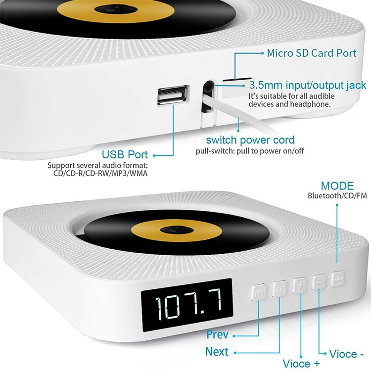 Il lettore CD portatile con altoparlante Bluetooth e display digitale di seconda generazione con telecomando, Digital Display