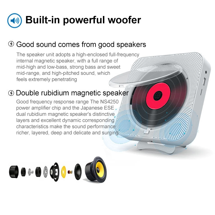 KC-909 Portable Bluetooth Speaker CD Player with Remote Control