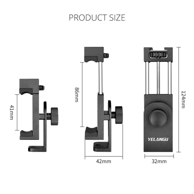 YELANGU PC03 Foldable Phone Holder Horizontal Vertical Shooting Phone Clamp Mount Bracket, PC03