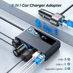 JOYROOM JR-CL06 9 in 1 154W PD USB-C / Type-C + Dual QC3.0 USB + 3 USB + 3 fori per accendisigari Display digitale Caricatore per auto, JR-CL06