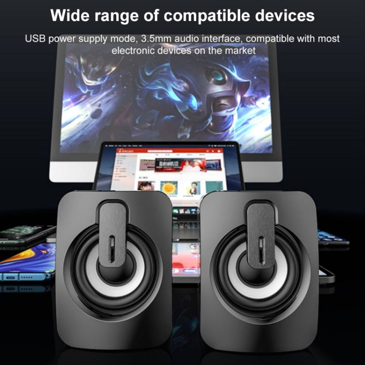 A2 USB 2.0 Mini altoparlante da tavolo per computer portatile illuminato con controllo via cavo, Illuminated