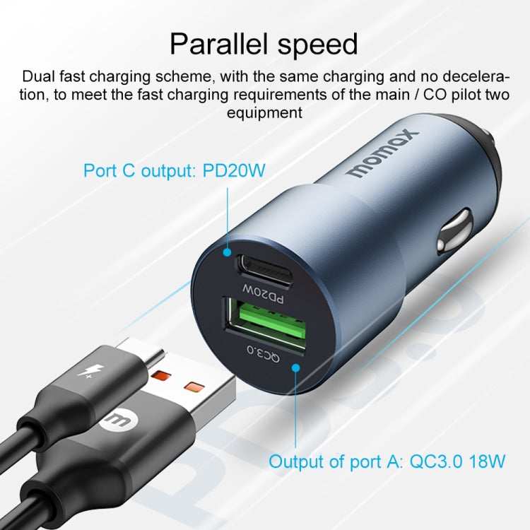 Caricatore per auto a doppia porta MOMAX UC15 38W PD + QC3.0, 38W