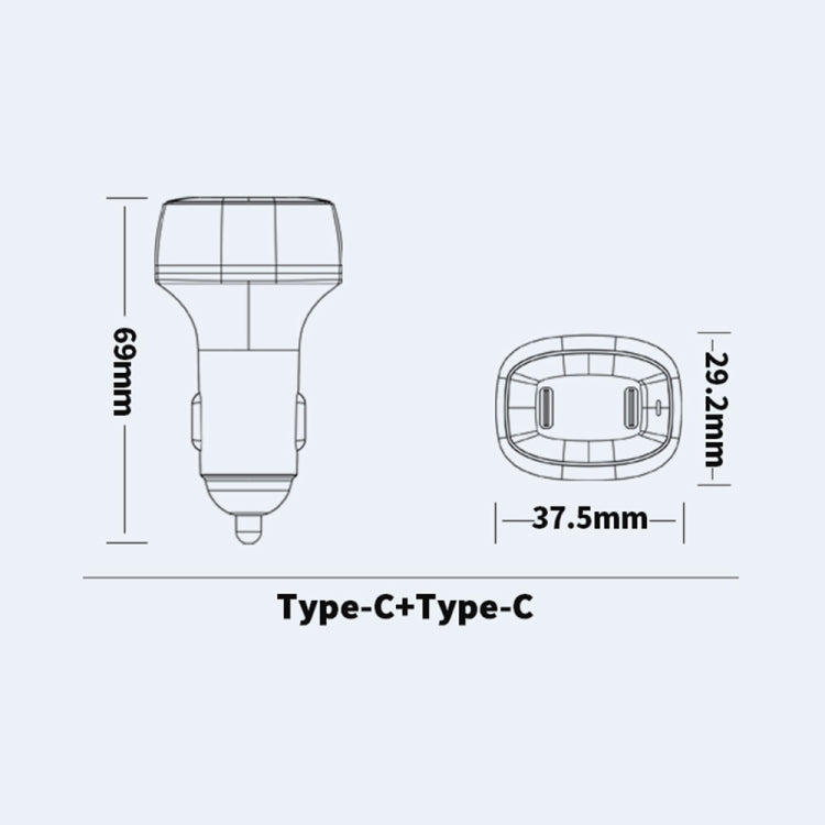 Caricabatteria per auto a ricarica rapida PD da 60 W a doppia porta ACC-580
