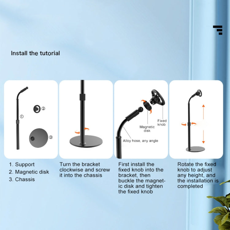 Staffa telescopica con aspirazione magnetica per disco per tablet da tavolo R-JUST HZ27