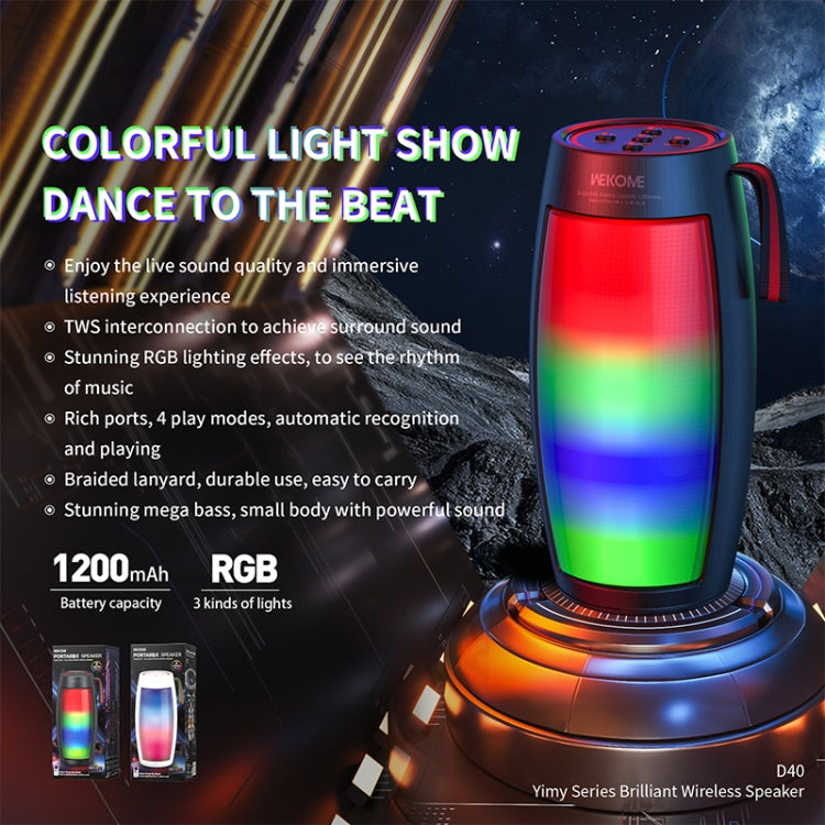 Altoparlante Bluetooth colorato WEKOME D40 5W Sound Pulse, D40 (Black), D40 (White)