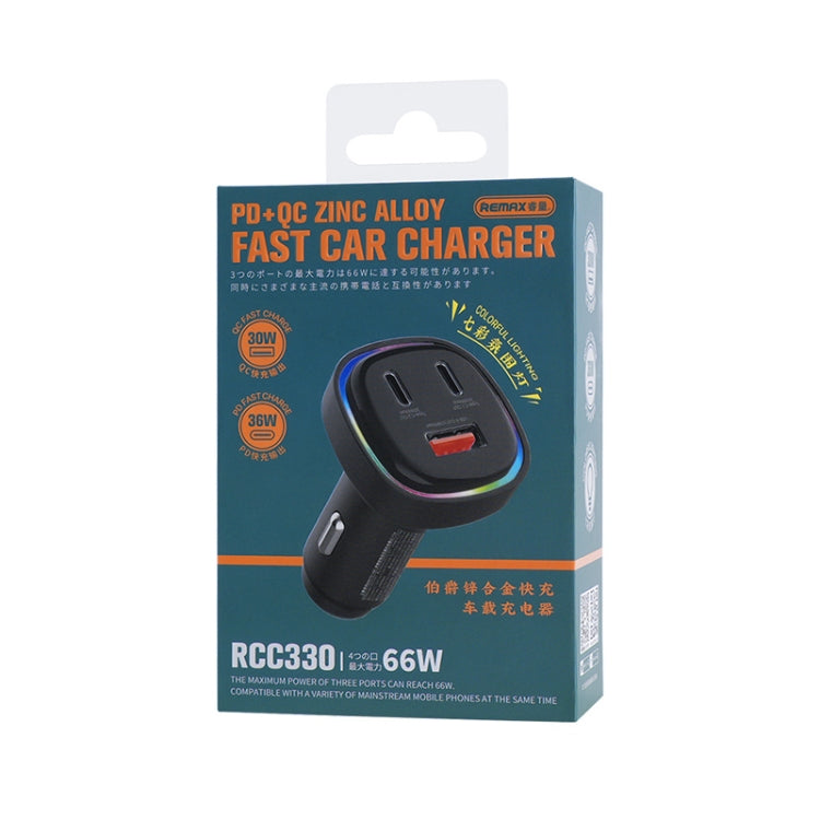 REMAX RCC330 Earl Series 3 in 1 Caricabatterie rapido per auto 66W PD con indicatore luminoso, RCC330