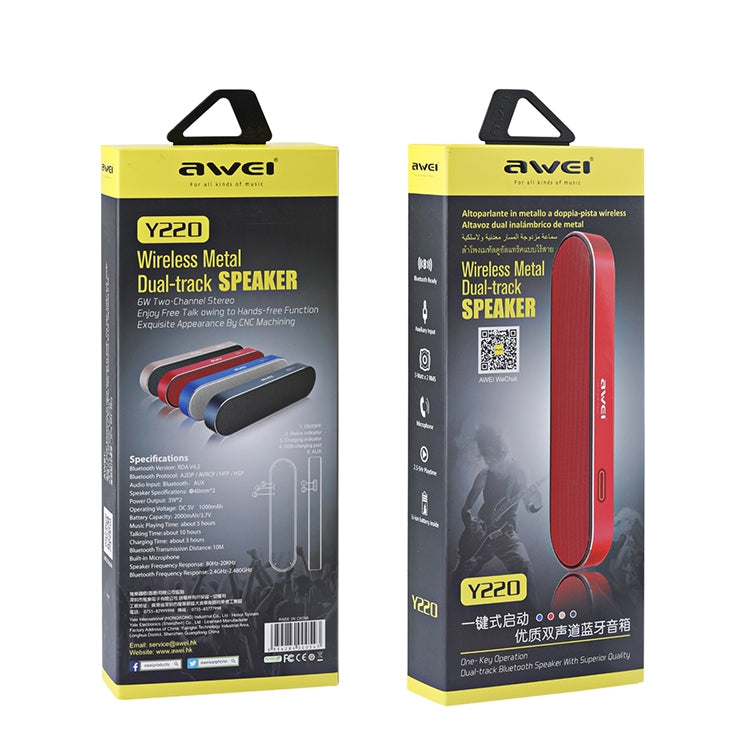 Altoparlante Bluetooth wireless portatile awei Y220 V4.2 con suono stereo 3D chiaro HD e cancellazione del rumore, supporto scheda TF/AUX, Y220