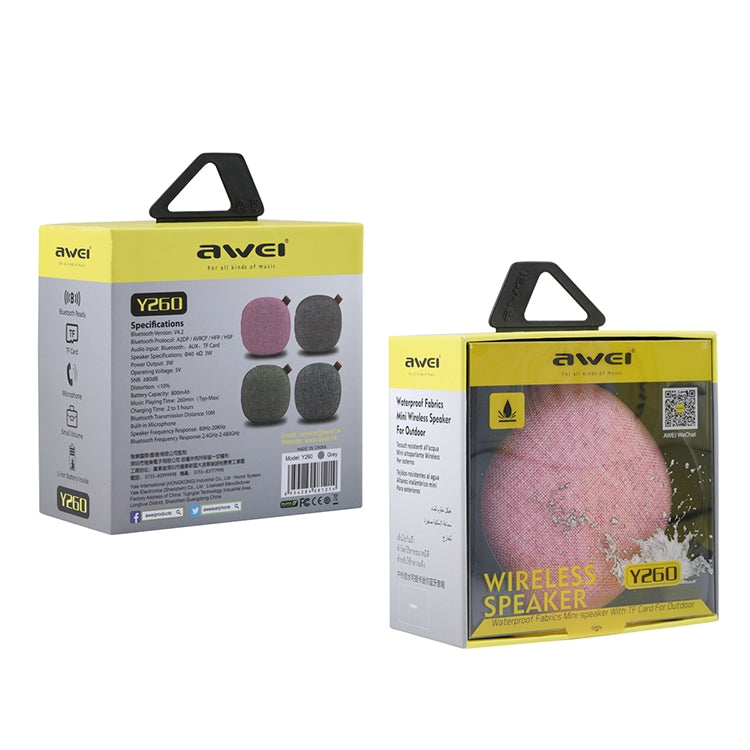 awei Y260 Mini altoparlante portatile wireless Bluetooth IPX4 impermeabile, microfono incorporato, supporto scheda TF, Y260