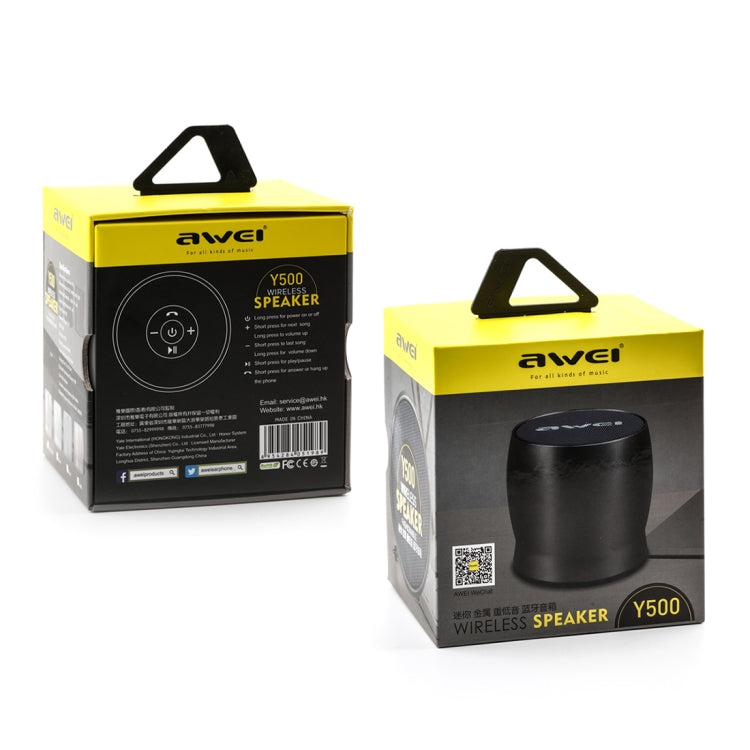 awei Y500 Mini altoparlante Bluetooth wireless portatile con stereo 3D, microfono incorporato, supporto scheda TF/AUX, Y500