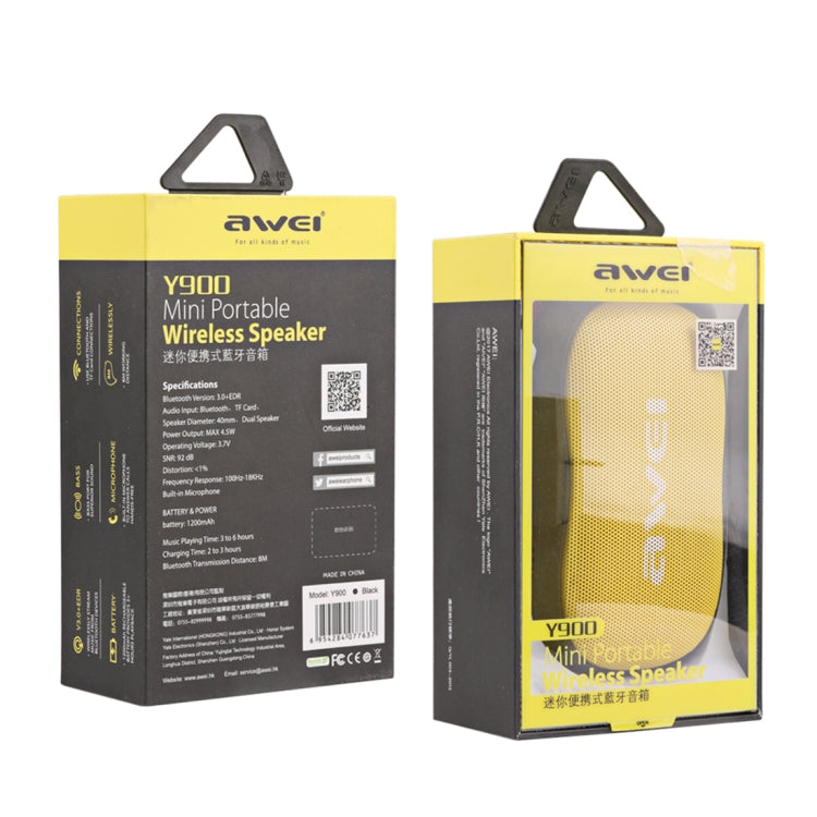 Awei Y900 Mini altoparlante portatile wireless Bluetooth con microfono per la riduzione del rumore, supporto scheda TF/AUX, Y900