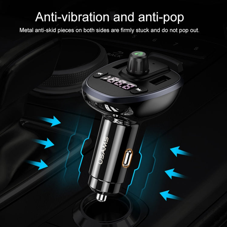 USAMS US-CC115 C21 Caricatore per auto wireless FM con doppio display digitale USB 3.4A, US-CC115 C21