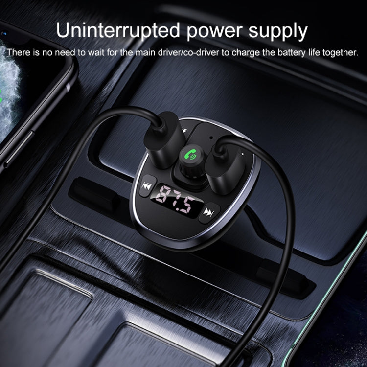 USAMS US-CC115 C21 Caricatore per auto wireless FM con doppio display digitale USB 3.4A, US-CC115 C21
