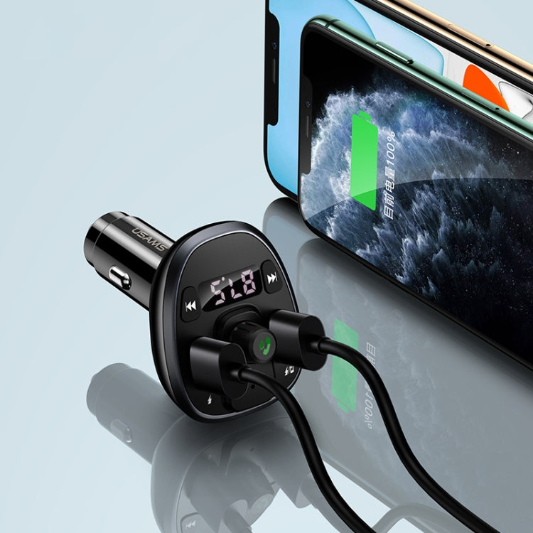 USAMS US-CC115 C21 Caricatore per auto wireless FM con doppio display digitale USB 3.4A, US-CC115 C21