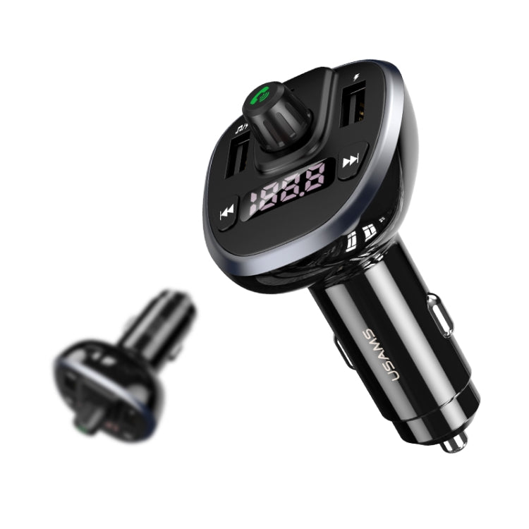 USAMS US-CC115 C21 Caricatore per auto wireless FM con doppio display digitale USB 3.4A, US-CC115 C21