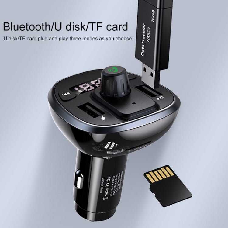 USAMS US-CC115 C21 Caricatore per auto wireless FM con doppio display digitale USB 3.4A, US-CC115 C21