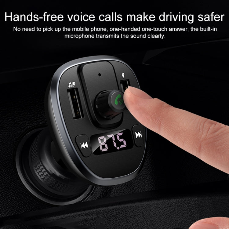 USAMS US-CC115 C21 Caricatore per auto wireless FM con doppio display digitale USB 3.4A, US-CC115 C21