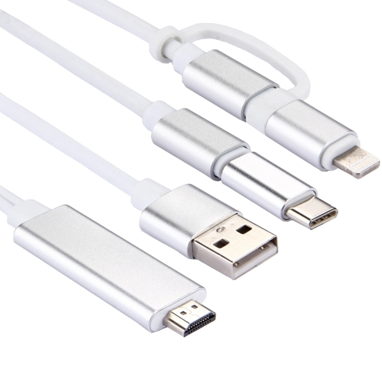 Cavo adattatore HDMI 3 in 1 Micro USB, 8 pin e Tipo C