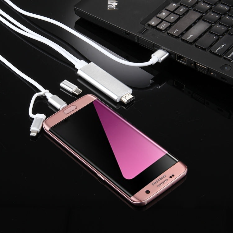 Cavo adattatore HDMI 3 in 1 Micro USB, 8 pin e Tipo C